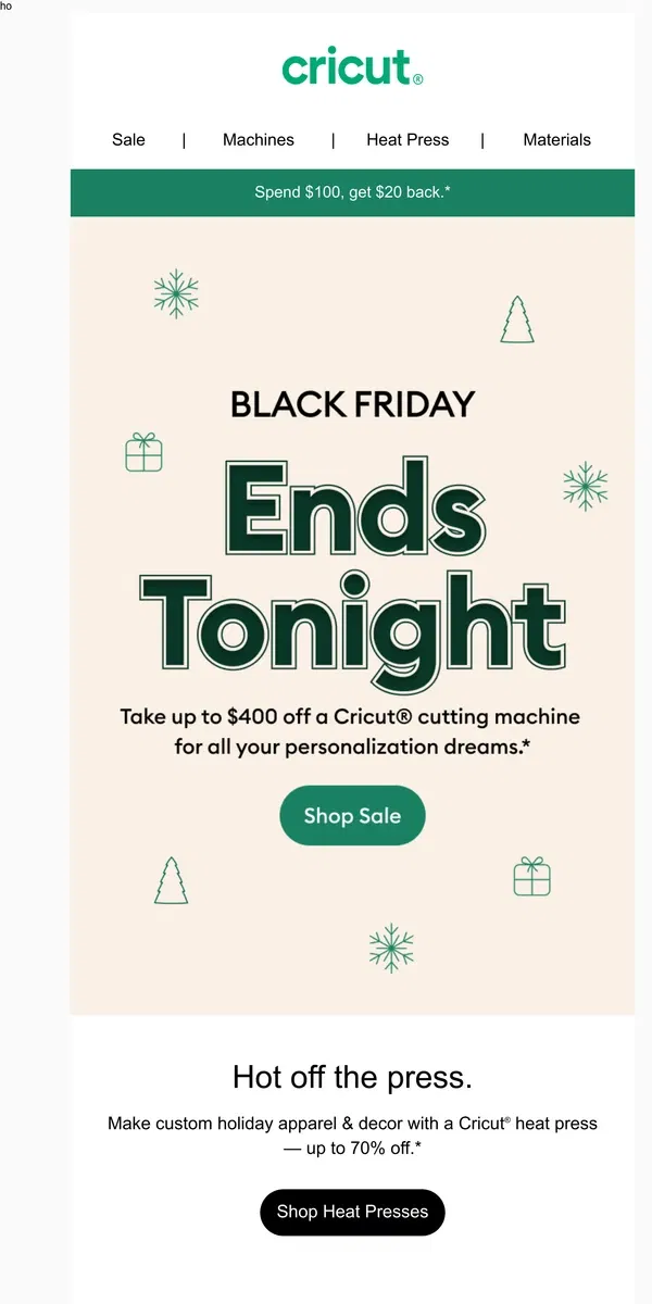 Email from Cricut. FINAL HOURS: Black Friday Deals 🫢