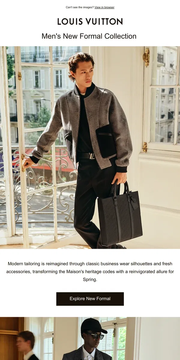 Email from Louis Vuitton. Men's New Formal Wear Collection