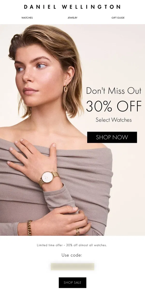 Email from Daniel Wellington. 30% OFF | Don't Miss This Sale!