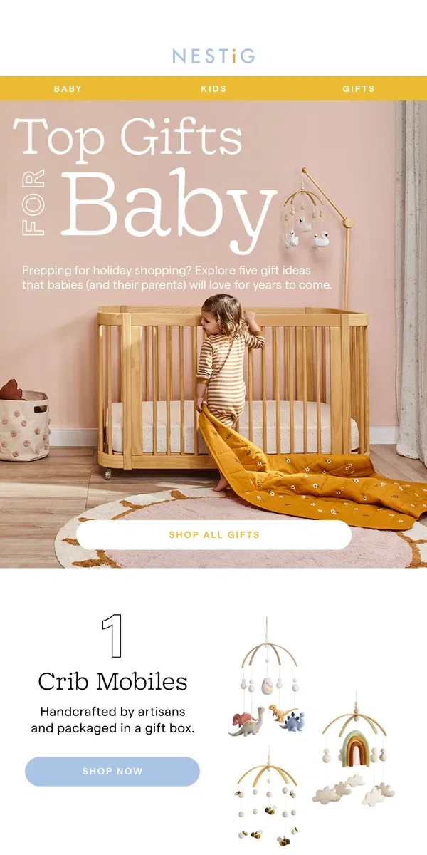 Email from Nestig. Our Top 5 Gift Picks for Baby