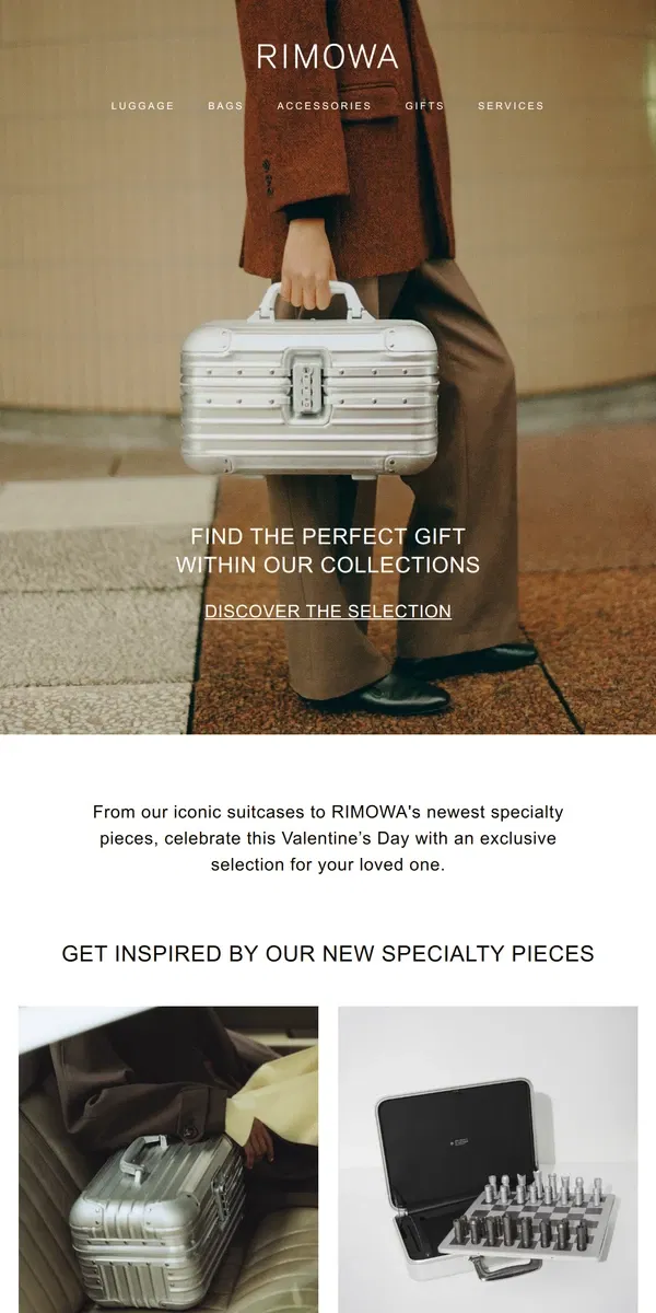 Email from Rimowa. Celebrate Valentine's Day with RIMOWA gifts