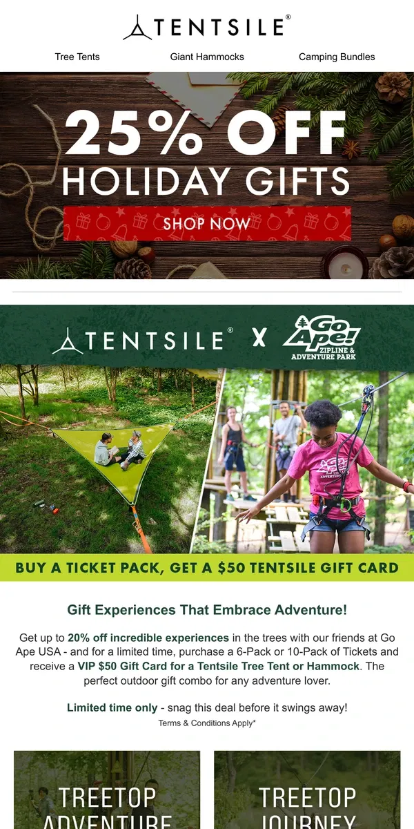 Email from Tentsile. Get A $50 Tentsile Gift Card 🎁