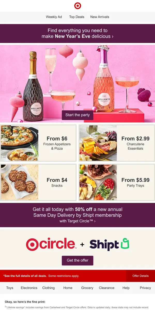 Email from Target. Have a yummy New Year's Eve 🥂