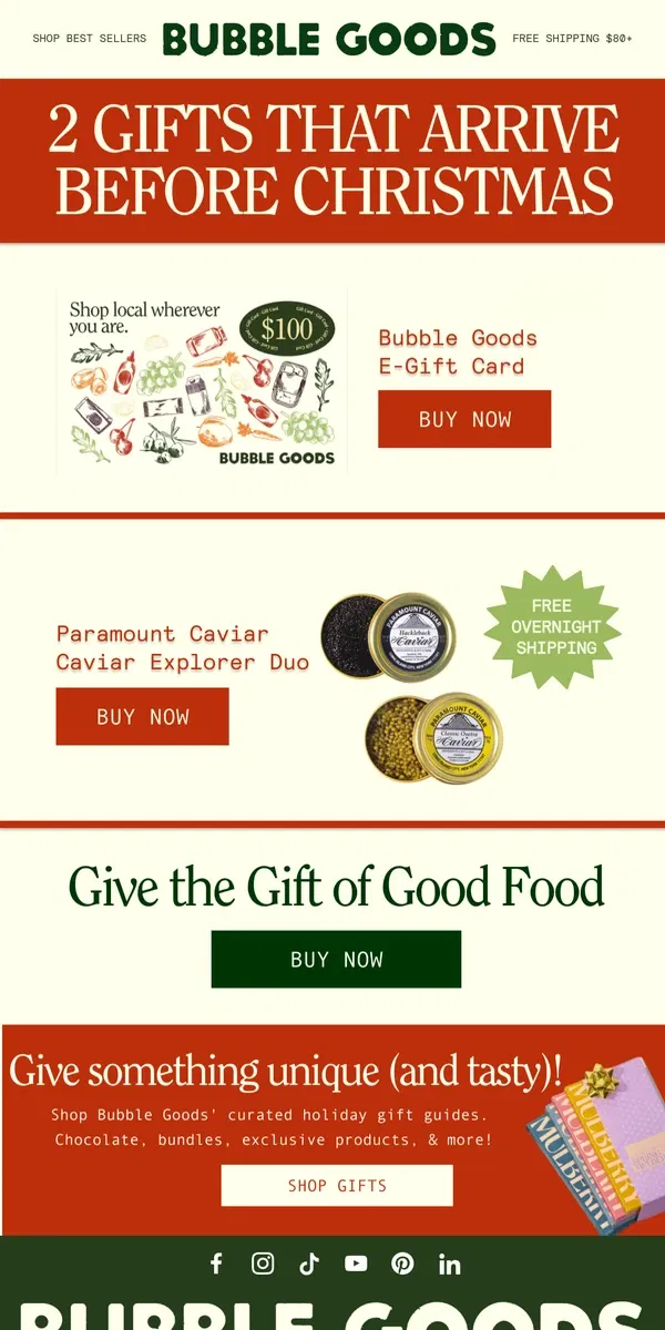 Email from Bubble Goods. 2 Last-Minute Gifts That Arrive Before Christmas