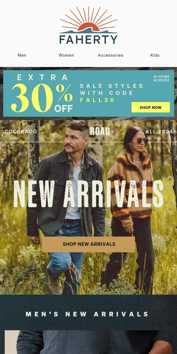 Email from Faherty. Shop New Arrivals