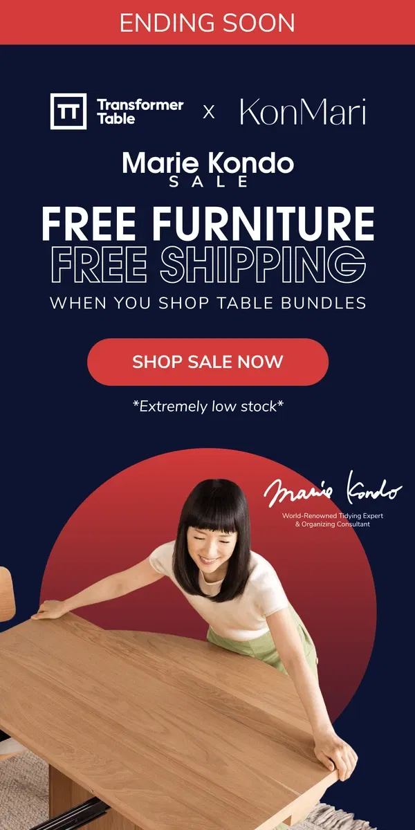 Email from Transformer Table. [Ending Soon] Free Furniture + Free Shipping ⌛️