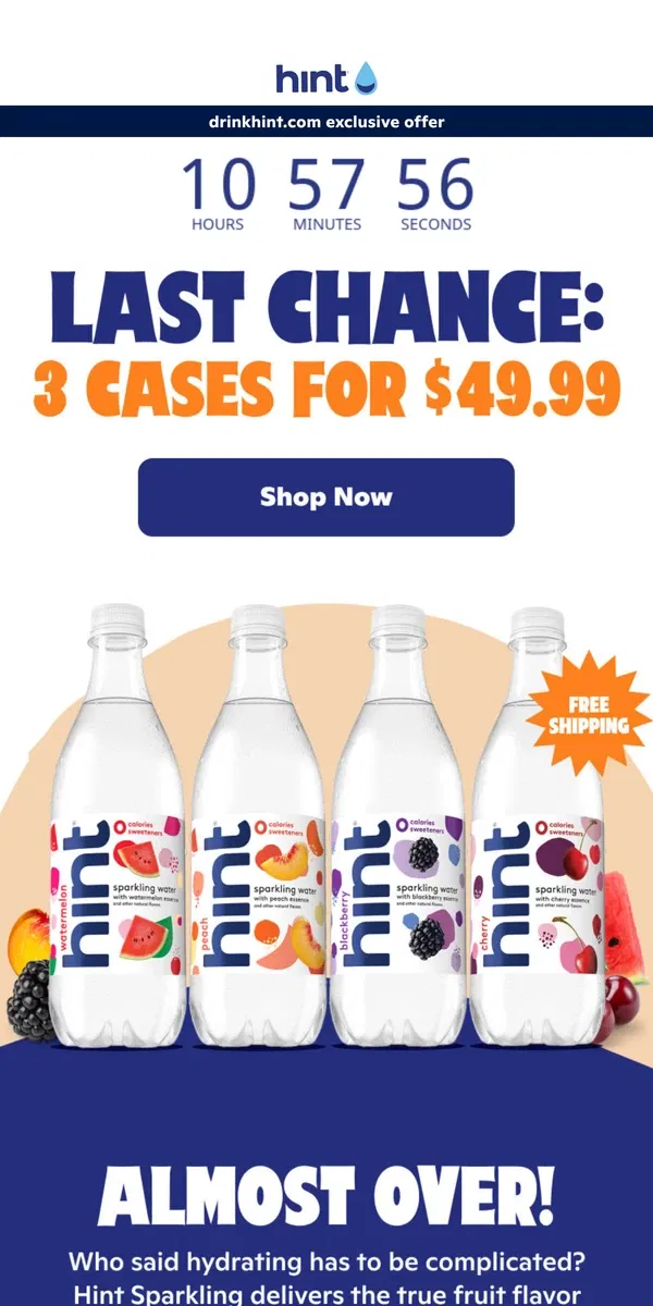 Email from Hint Water. Don’t miss 27% off sparkling ✨