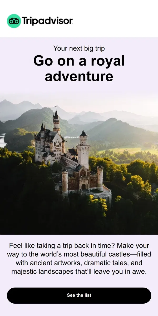 Email from Tripadvisor. 10 unbelievable castles you must visit