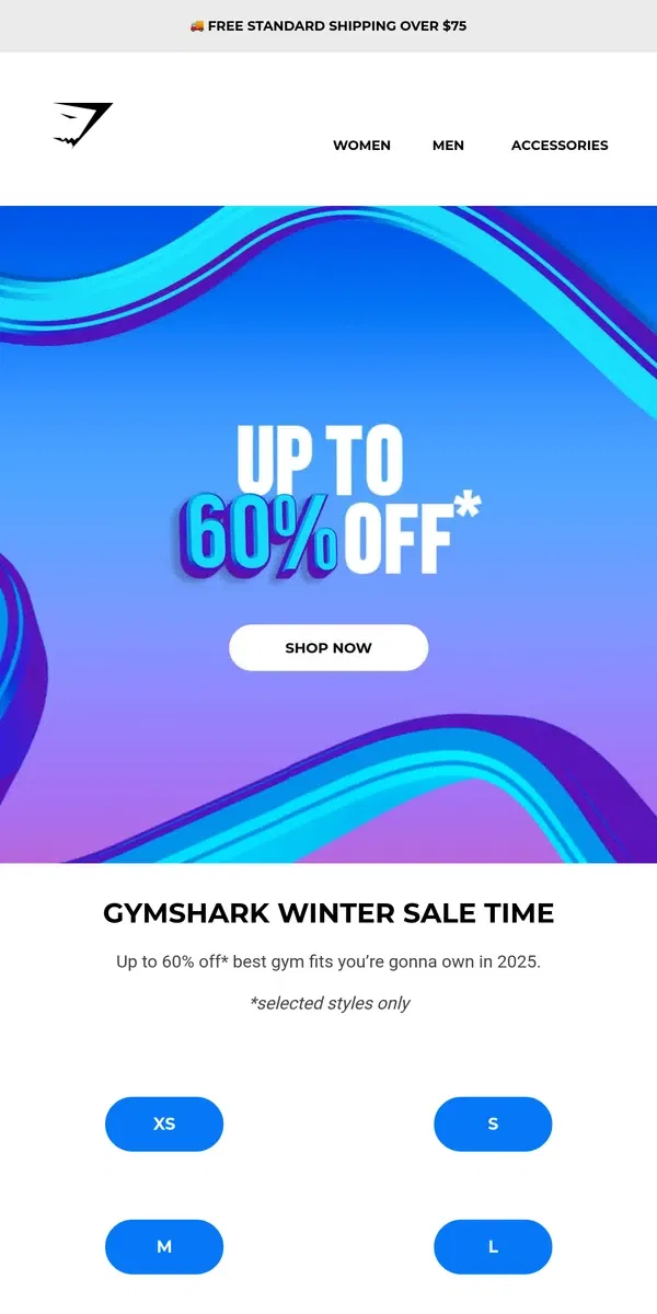 Email from Gymshark. Get up to 60% off* right now