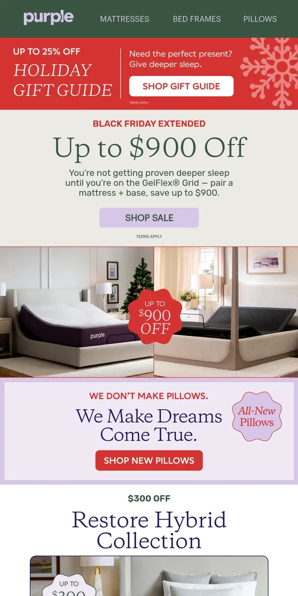 Email from Purple. Up to $900 Off: Other Beds Can’t Compare