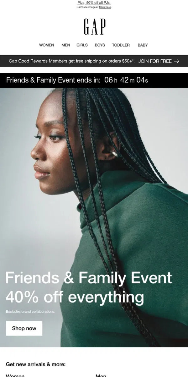 Email from GAP. 40% off everything + an email-only bonus is waiting