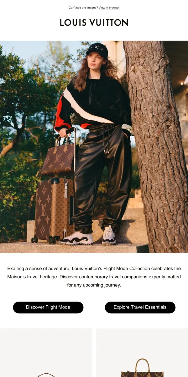 Email from Louis Vuitton. Flight Mode: The Travel Collection