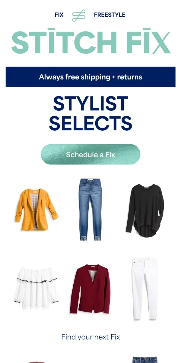 Email from Stitch Fix. The Fix on your wishlist