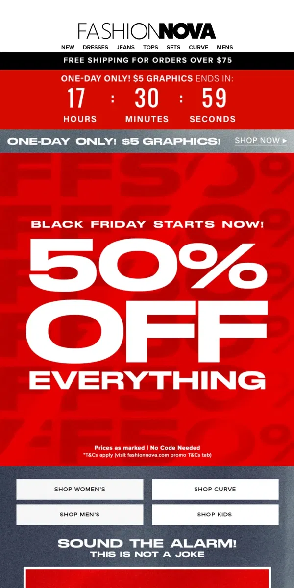 Email from Fashion Nova. 🚨🚨50% OFF EVERYTHING🚨🚨