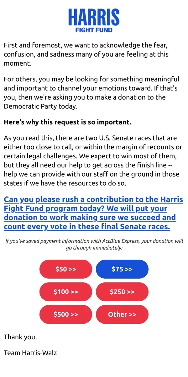 Email from Kamala Harris. Please let us explain why this request is important