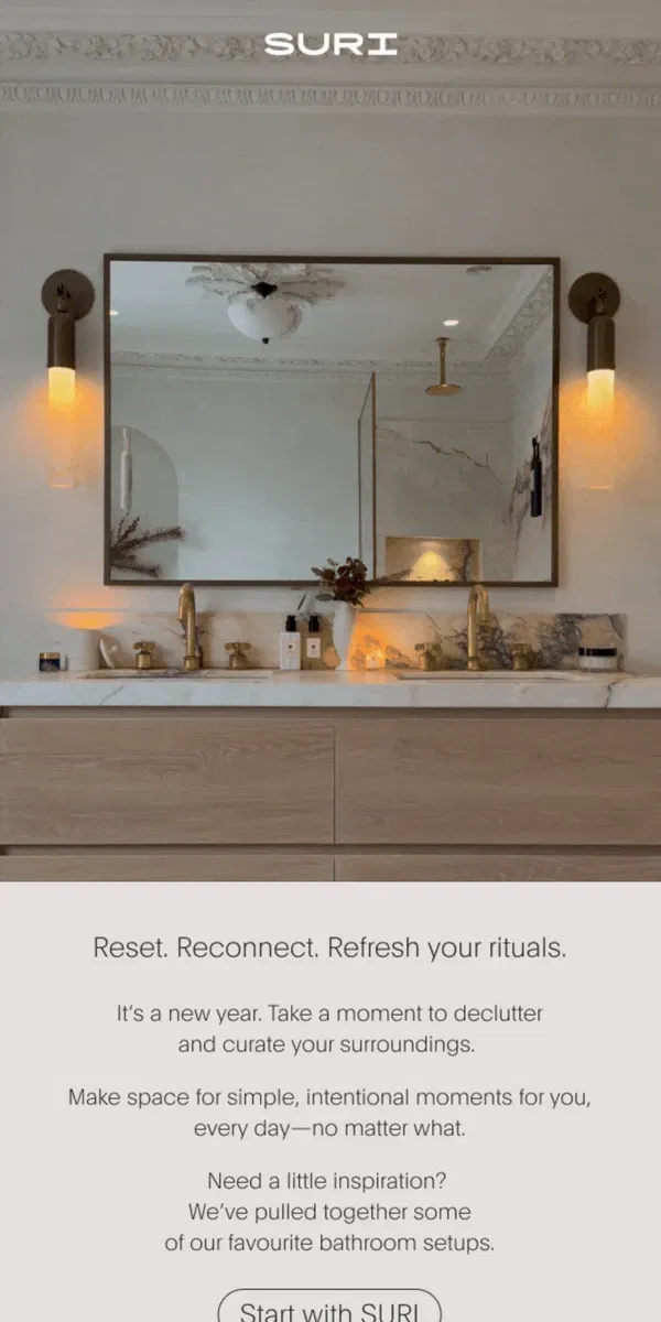 Email from SURI. Reset. Reconnect. Refresh your rituals.