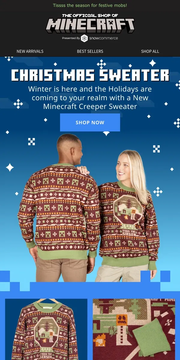 Email from Minecraft. Shop Minecraft's Exclusive Creeper Sweater