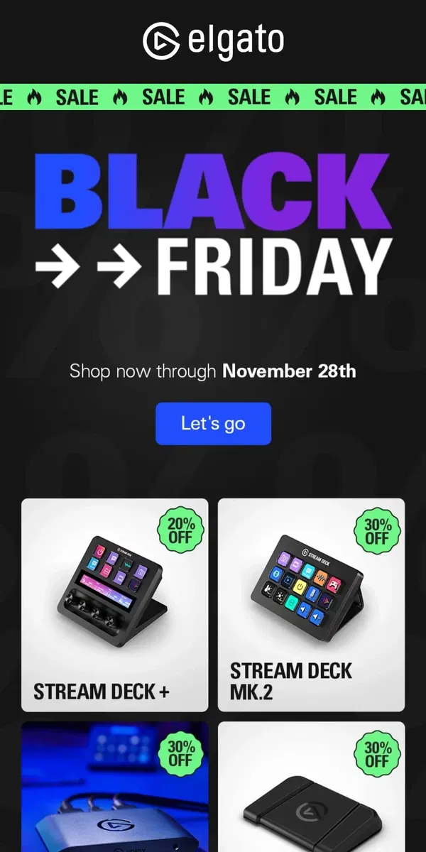 Email from Elgato. Black Friday is here!