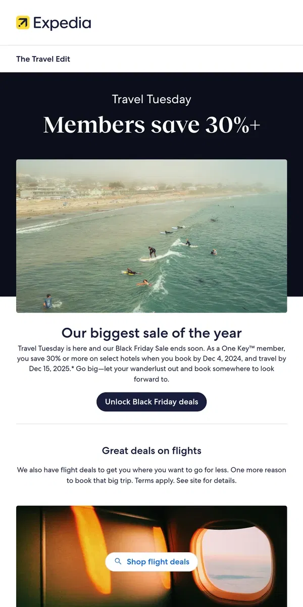 Email from Expedia. Sale ends Dec 4: Book now for savings