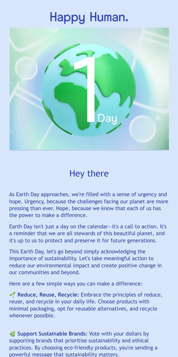 Email from Happy Home. 🌍 Embrace Change: Let's Make Earth Day Every Day! 🌿