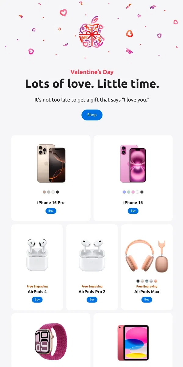 Email from Apple. 💕 Valentine’s Day is a heartbeat away.