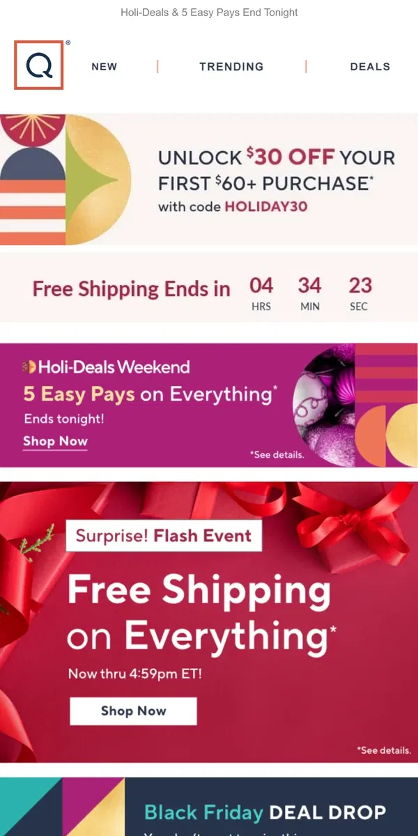 Email from QVC. 5 Hours Only: Free Shipping Flash!