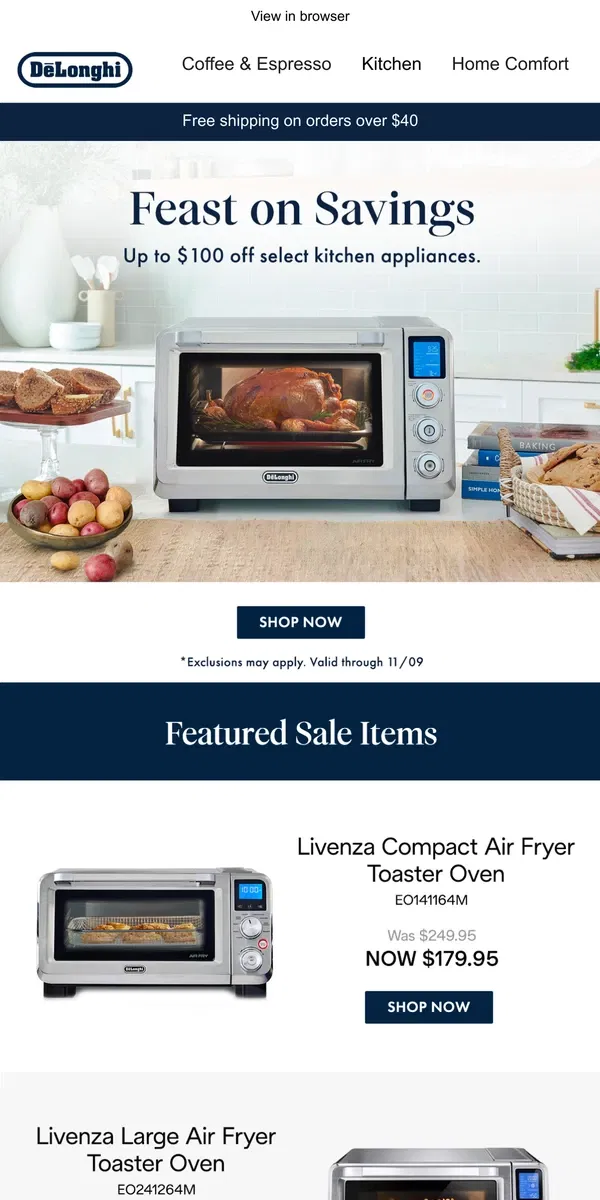 Email from De'Longhi. Enhance  your culinary experience!