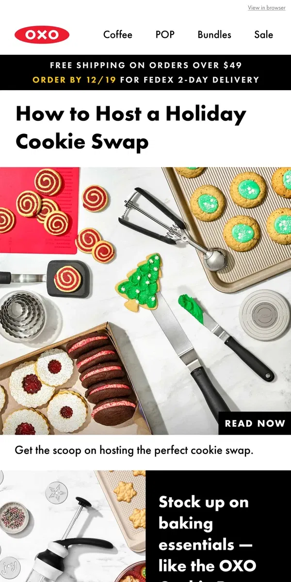 Email from OXO. Change it up and host a cookie swap this holiday