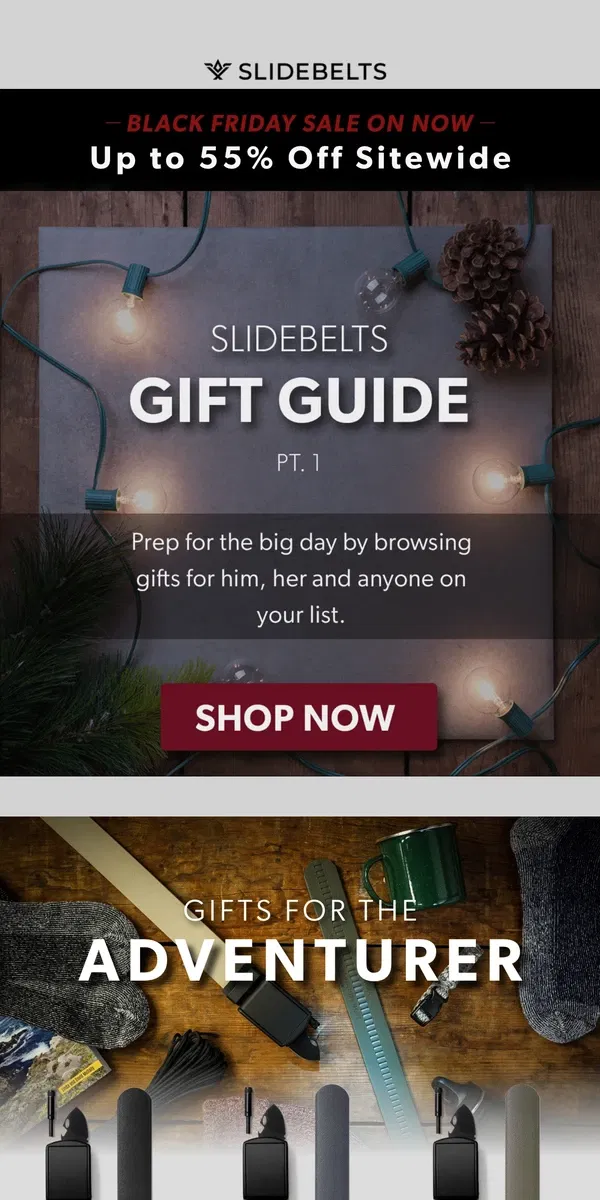 Email from SlideBelts. Gift Guide for Black Friday 🎁 Part 1