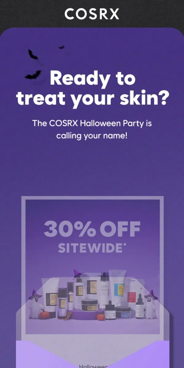 Email from COSRX. The COSRX Halloween party is calling your name!🎃🐌