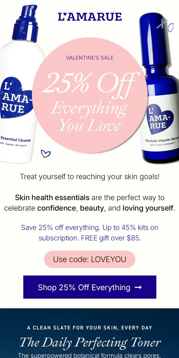 Email from L'AMARUE. Self-Care Alert 💗 25% OFF NOW