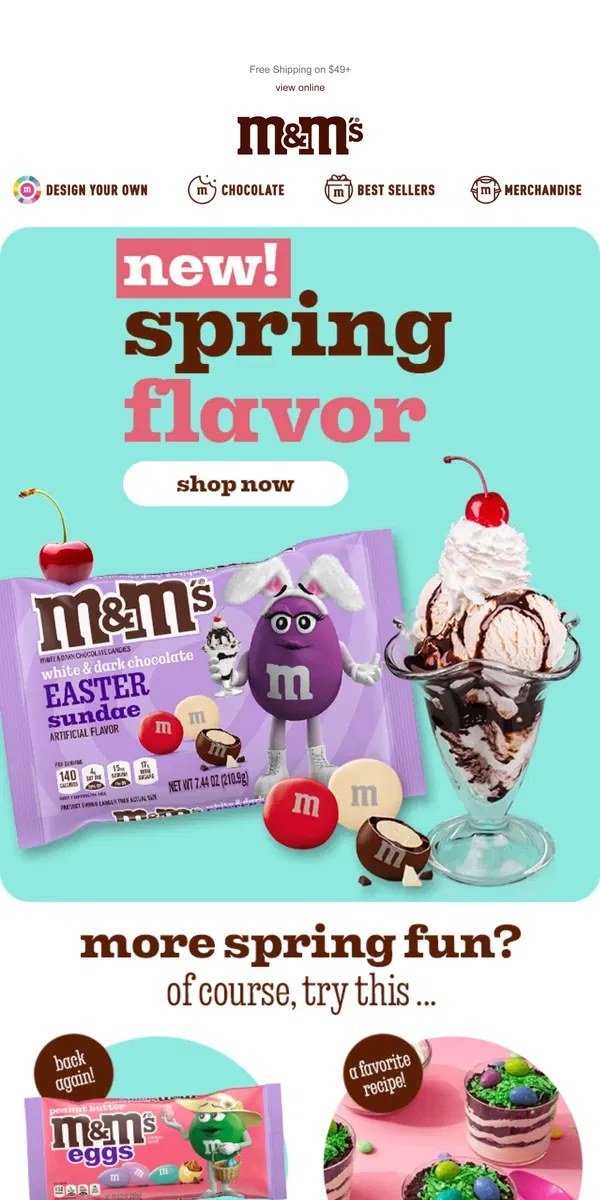 Email from M&M's. NEW Sundae Fun Day Flavor