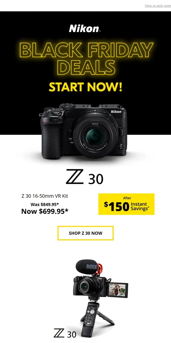 Email from Nikon. Early Black Friday offers