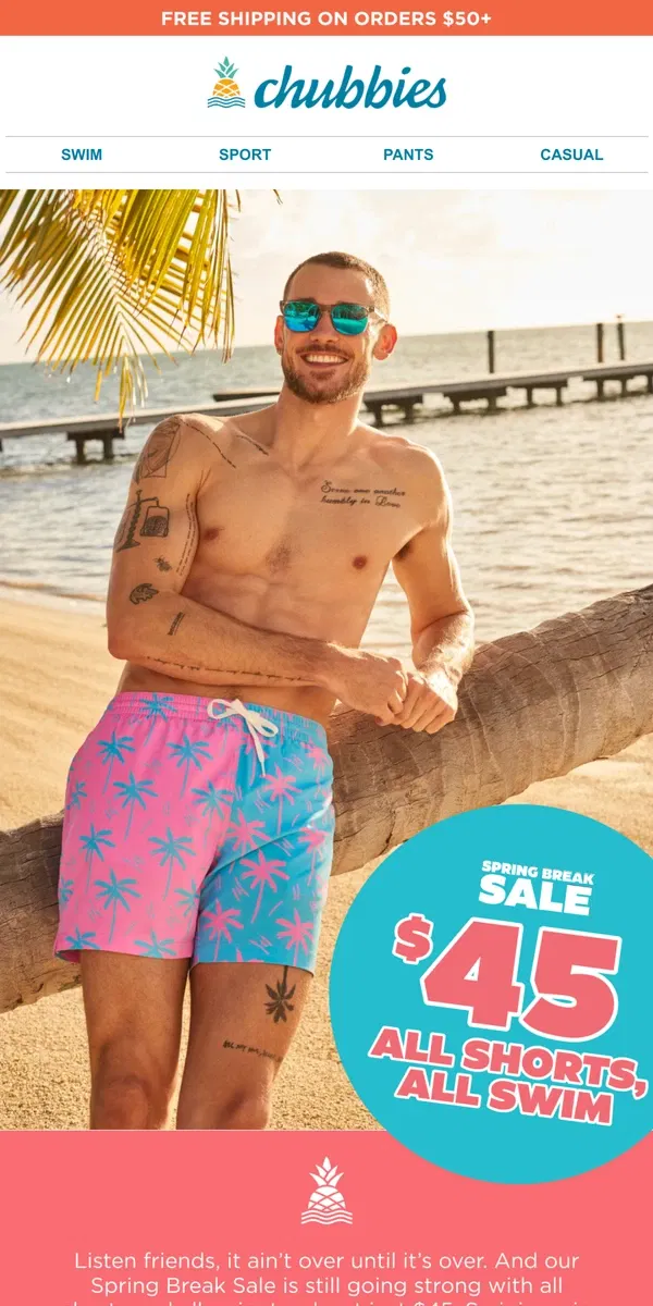 Email from Chubbies Shorts. It's SPRING ☀️