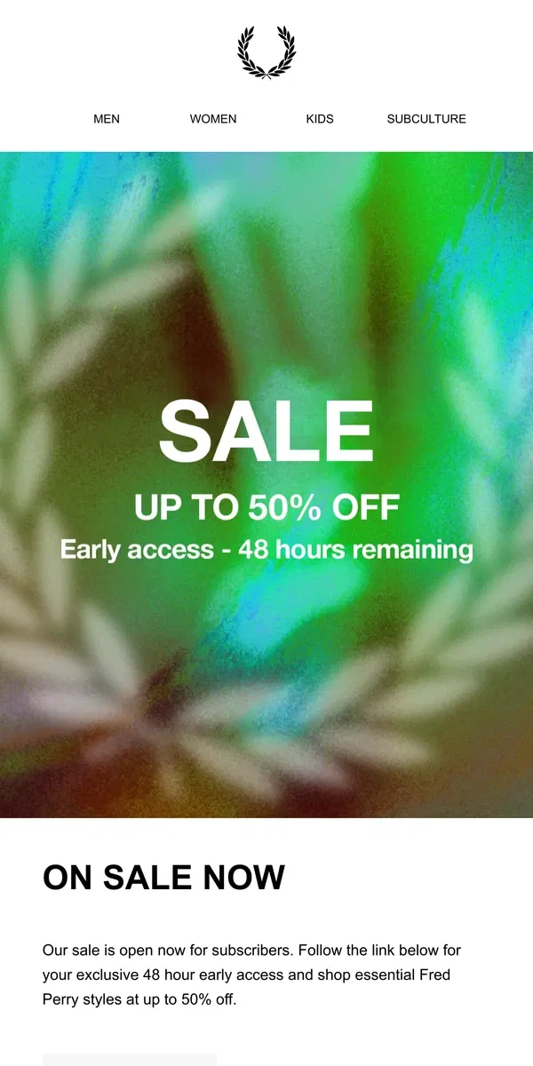 Email from Fred Perry. On Sale Now: Up To 50% Off