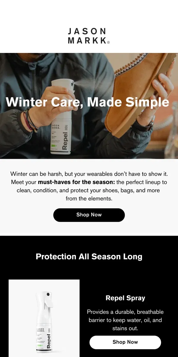 Email from Jason Markk. Winter Care Must-Haves