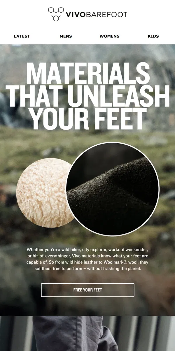 Email from Vivobarefoot. Materials driving the barefoot revolution