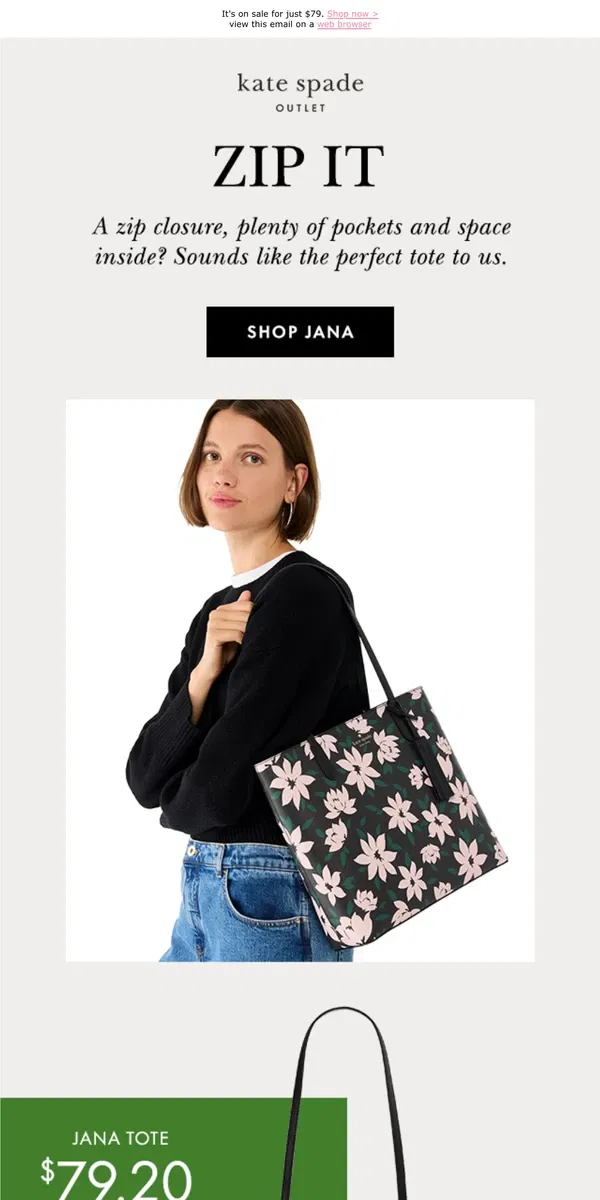 Email from Kate Spade. Introducing our Jana Tote!