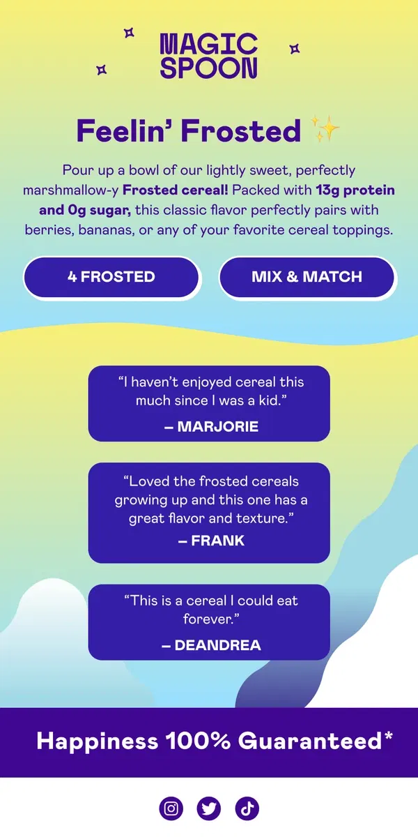 Email from Magic Spoon Cereal. Frost your morning routine