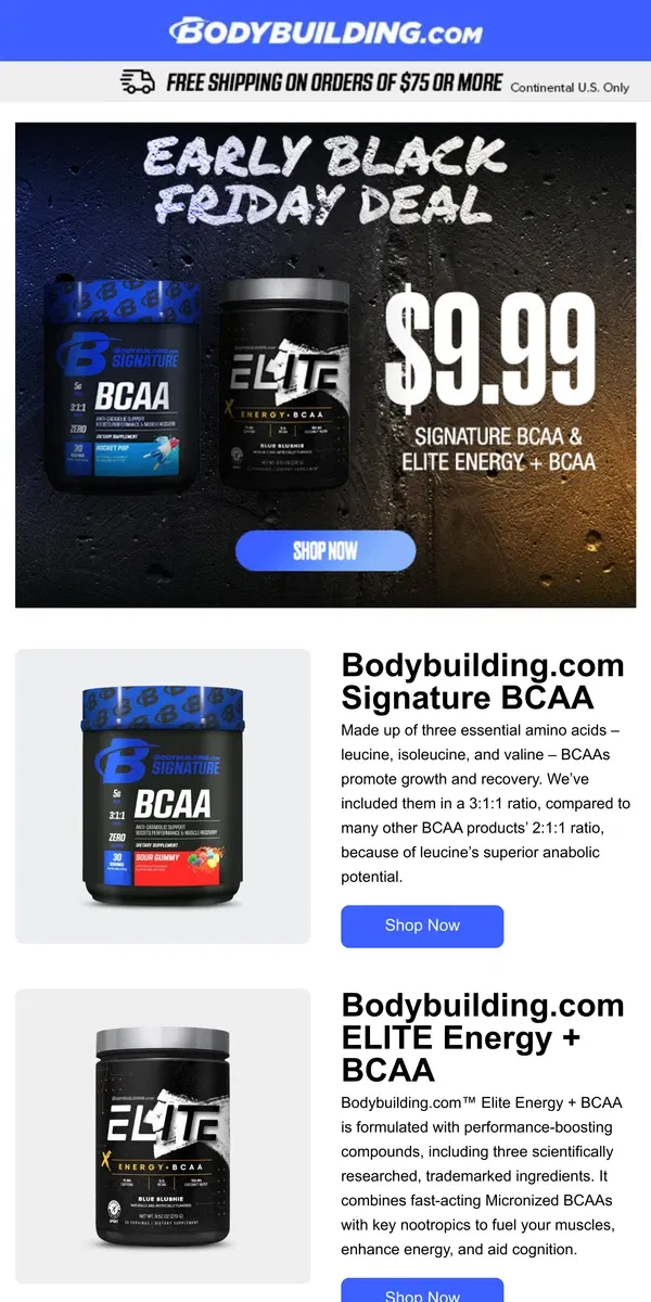 Email from Bodybuilding.com.  BBcom’s Early Access Black Friday Sale is Here!