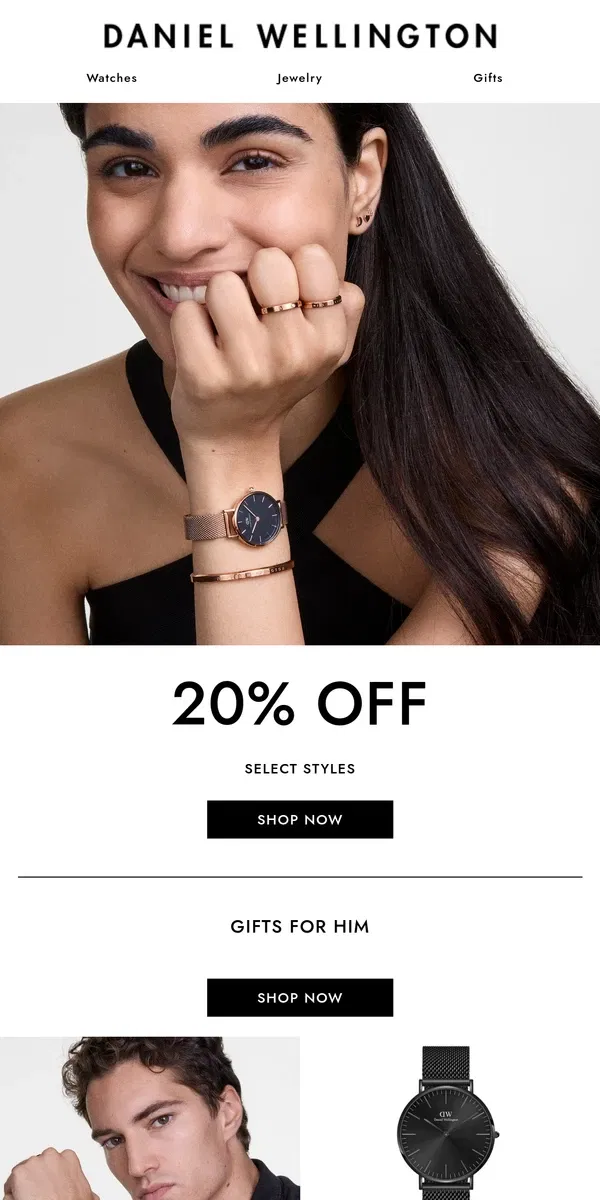 Email from Daniel Wellington. 20% OFF | For Every Kind of Love