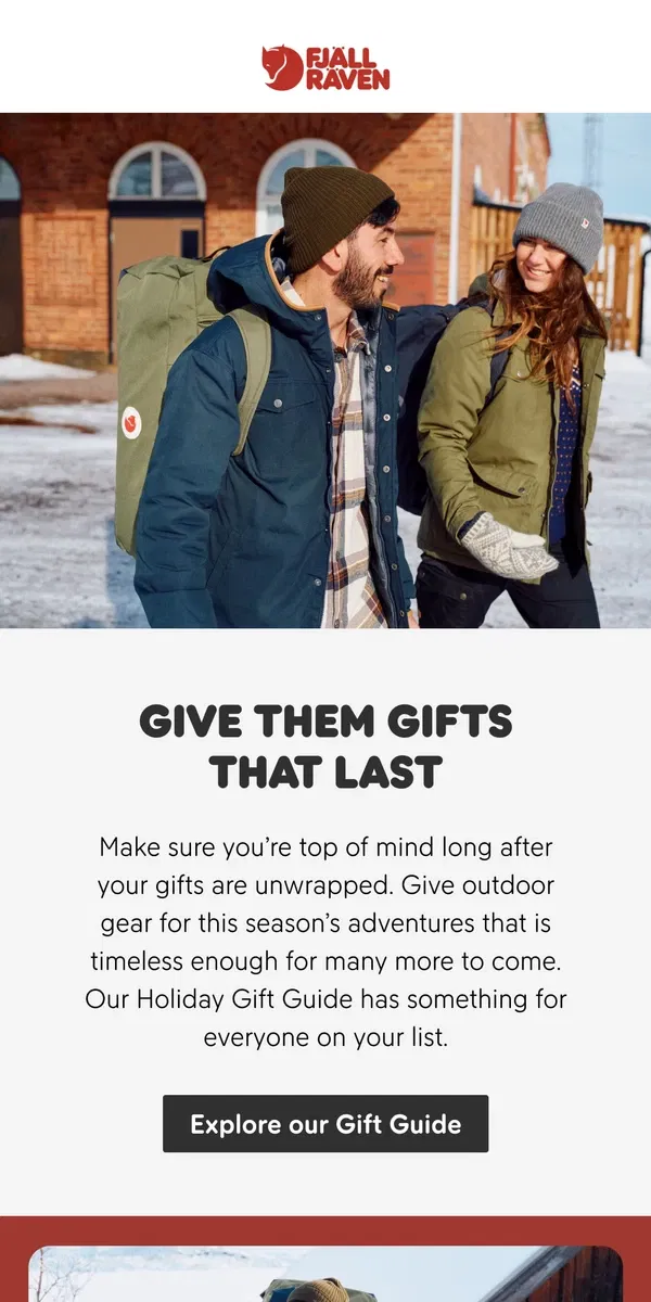 Email from Fjällräven. Timeless gear for everyone