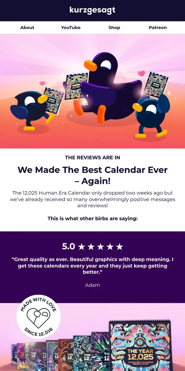 Email from Kurzgesagt. The Reviews Are In! 🌟