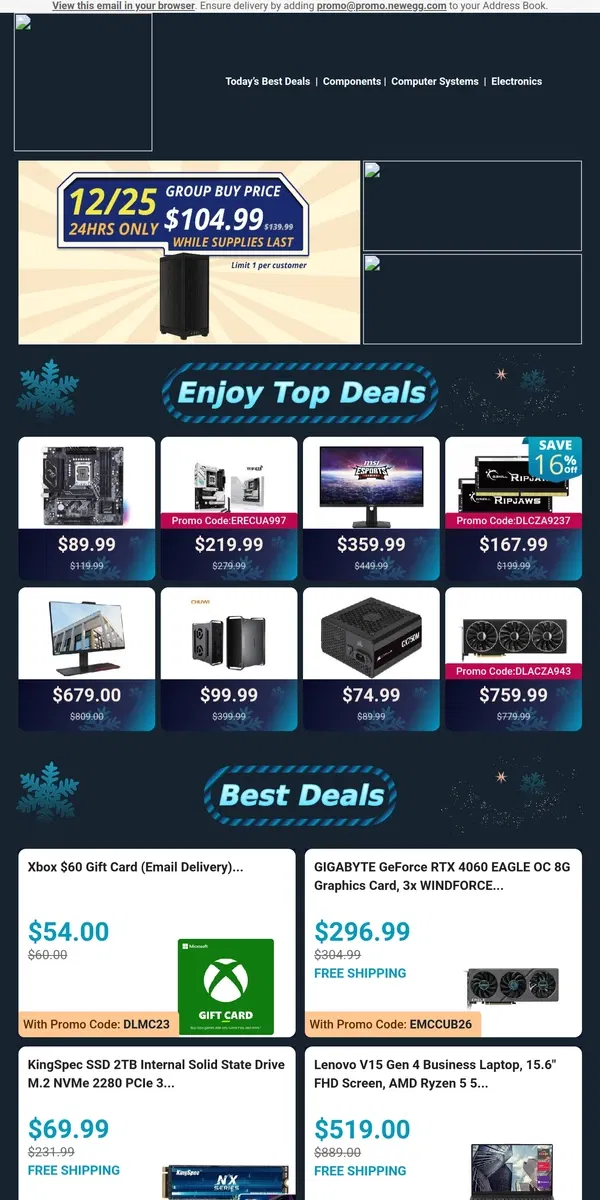 Email from Newegg. Only $167.99! 🚀 G.SKILL Ripjaws SO-DIMM F5-5600S4040A32GX2-RS! 🌟