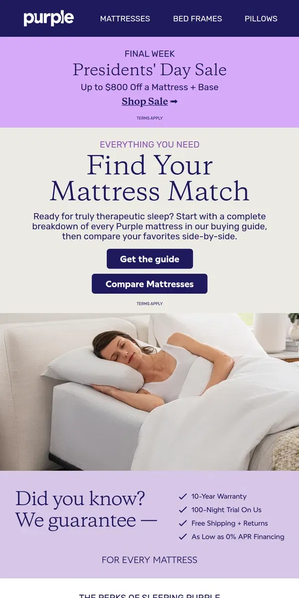 Email from Purple. Meet your next mattress.