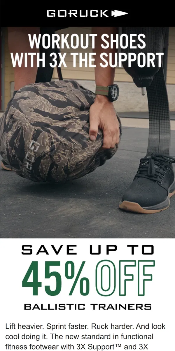 Email from GORUCK. Game-Changing Training Shoes