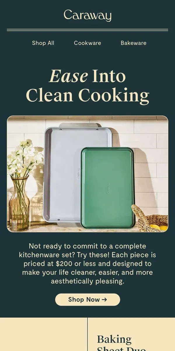 Email from Caraway. Kitchen Essentials For Under $200