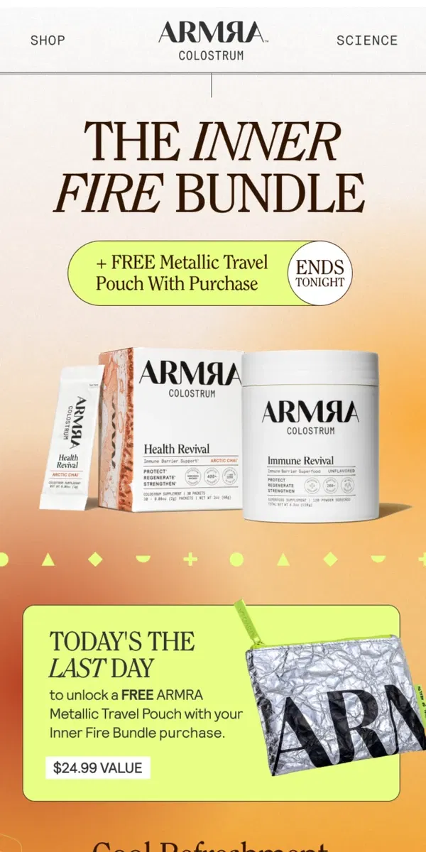 Email from ARMRA Colostrum. LAST CHANCE FOR YOUR FREE GIFT