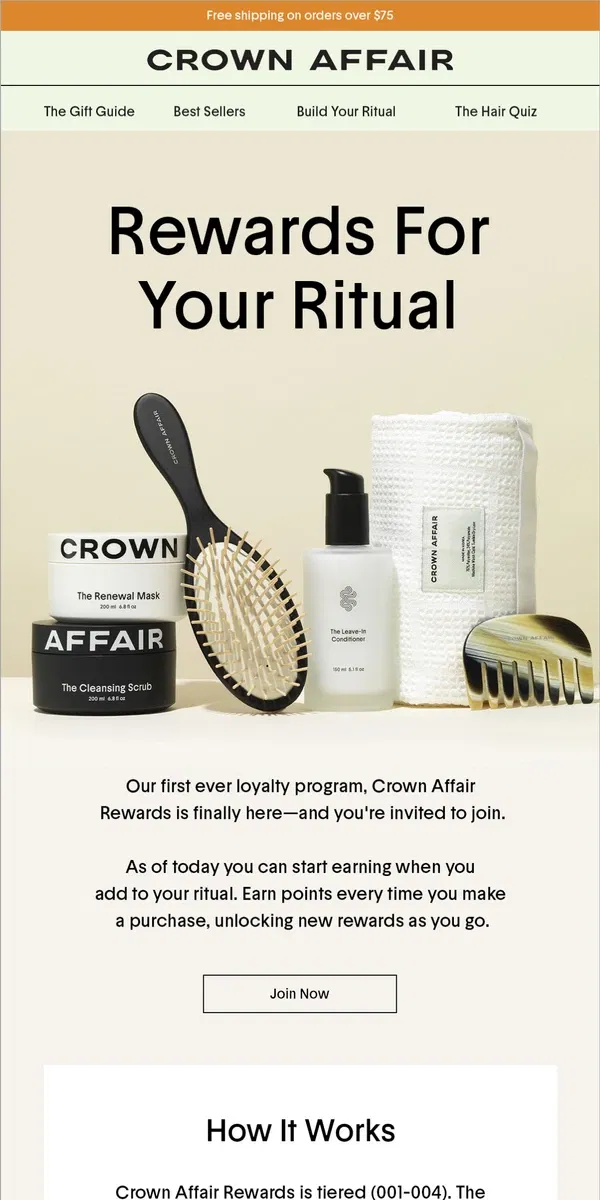 Email from Crowns Affair. Get Crown Affair Rewards