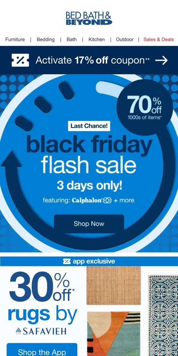 Email from Bed Bath & Beyond. Ends Soon: Black Friday Flash Sale ⏰